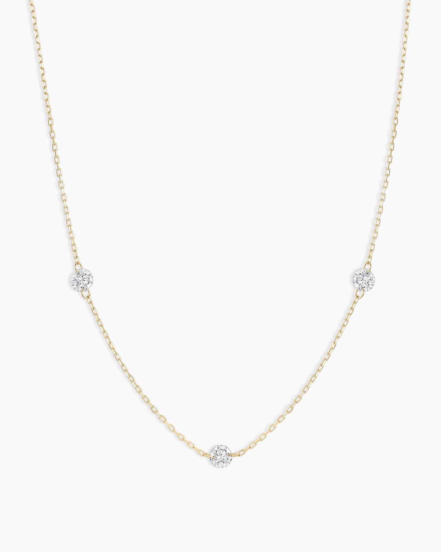 Floating Diamond Stationary Trio Necklace
