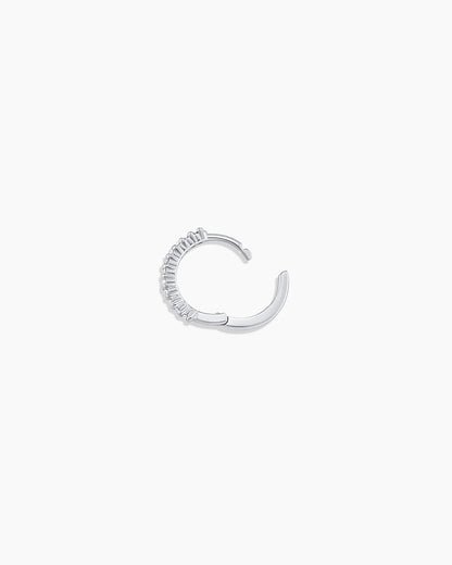 14k White Gold Diamond Pavé Single Huggie