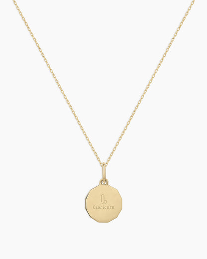 Diamond Zodiac Coin Charm Necklace