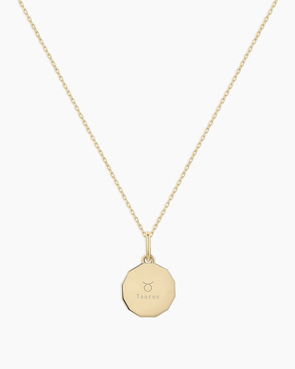 Diamond Zodiac Coin Charm Necklace