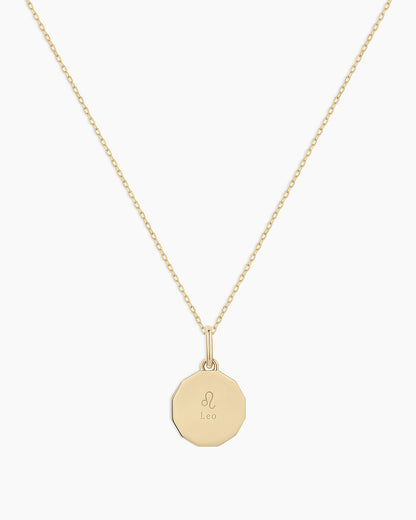Diamond Zodiac Coin Charm Necklace