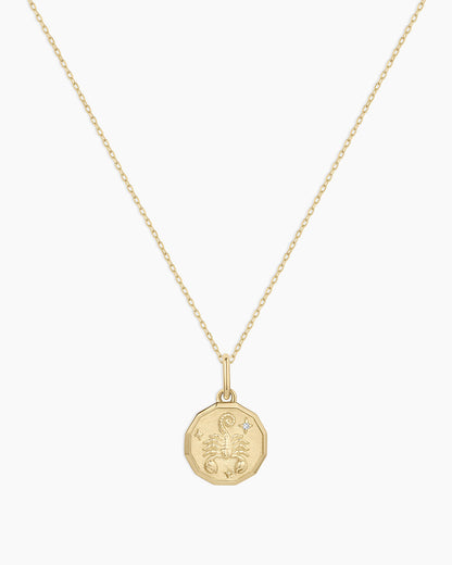 Diamond Zodiac Coin Charm Necklace