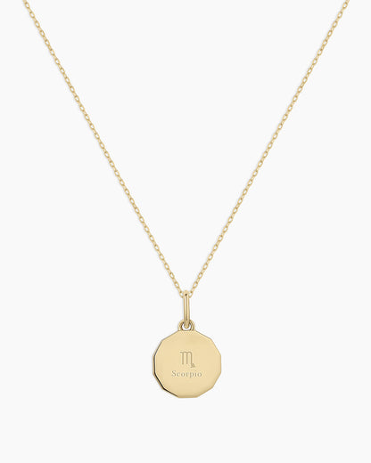 Diamond Zodiac Coin Charm Necklace