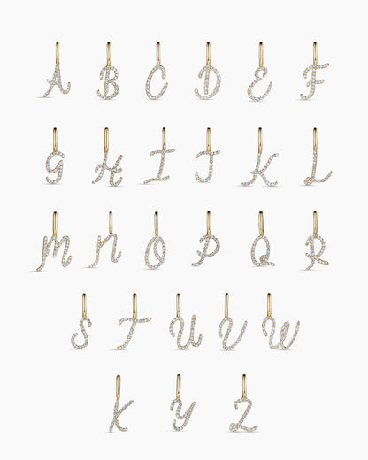 Diamond Script Alphabet Charm