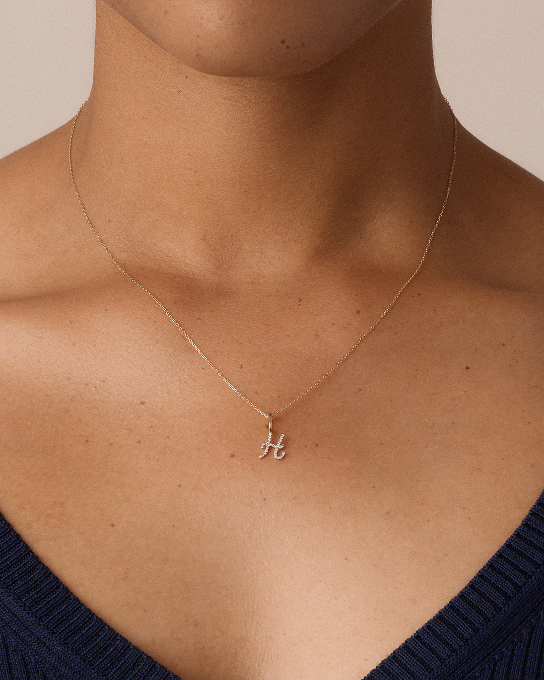 Diamond Script Alphabet Charm