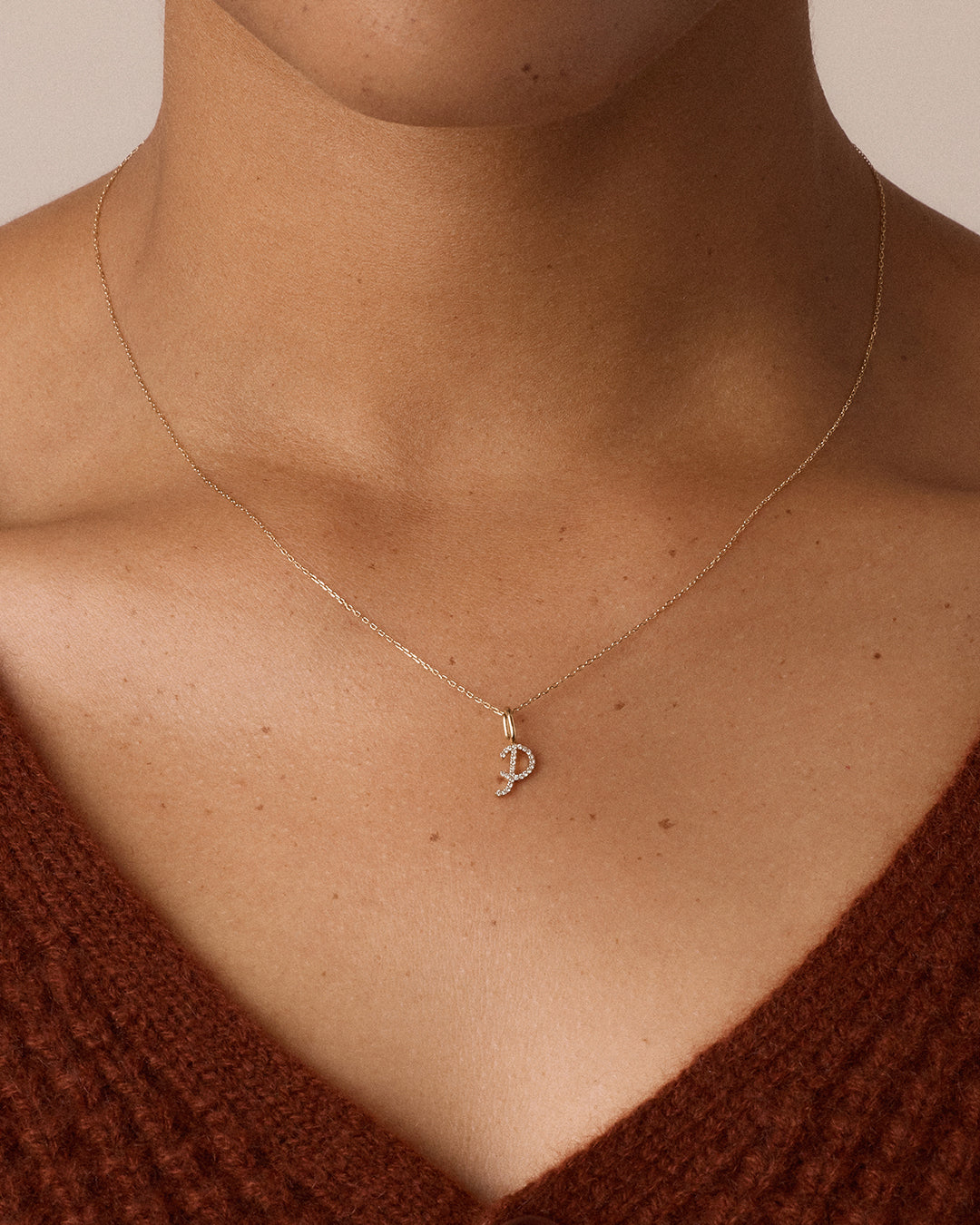 Diamond Script Alphabet Charm