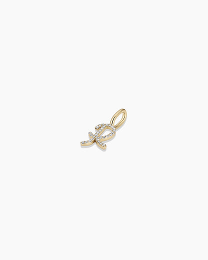 Diamond Script Alphabet Charm