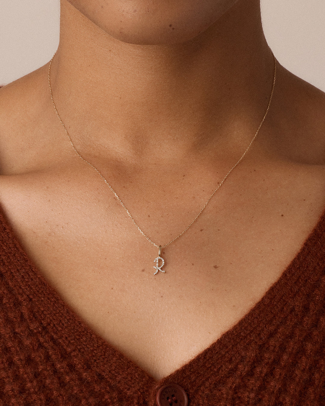 Diamond Script Alphabet Charm