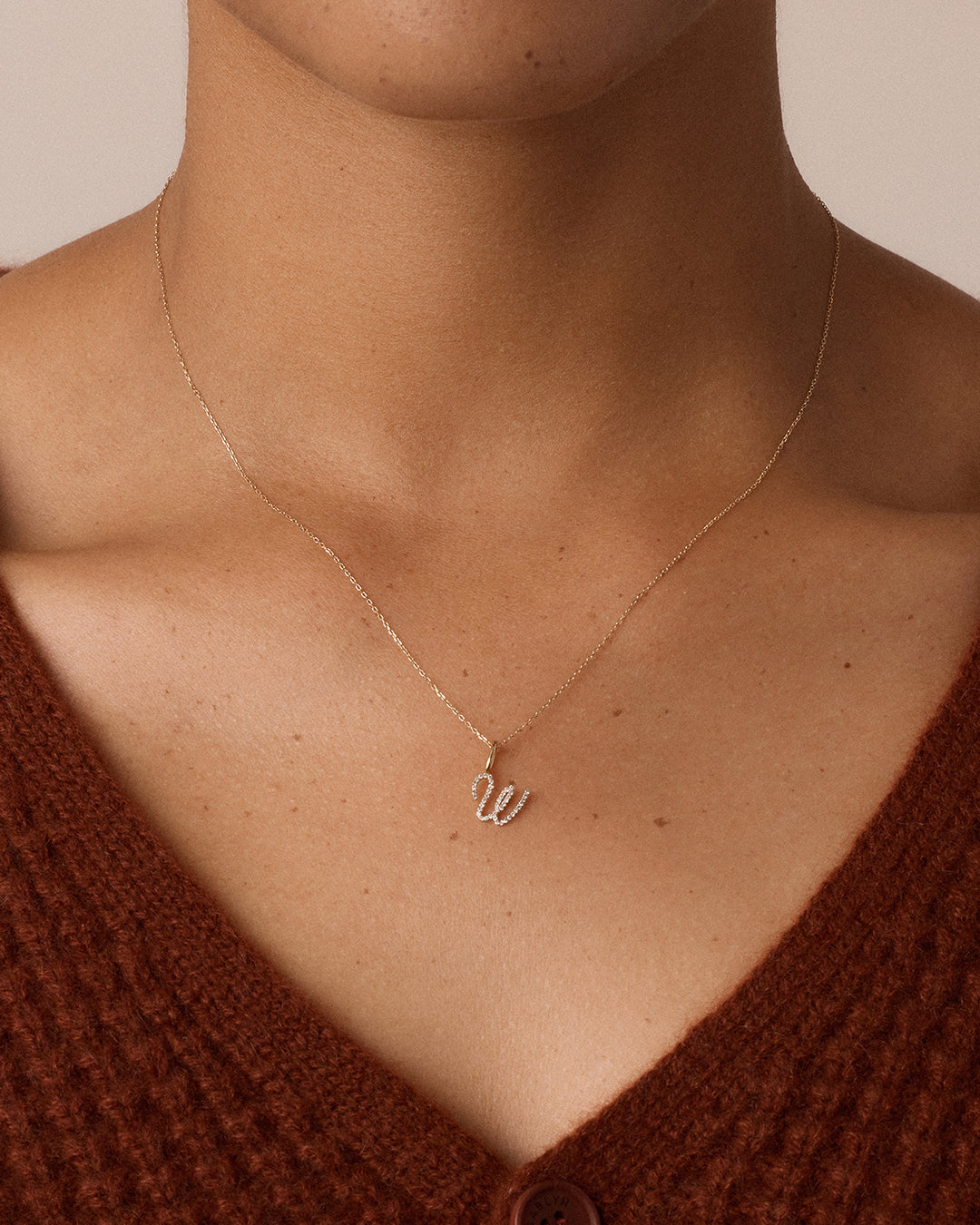 Diamond Script Alphabet Charm