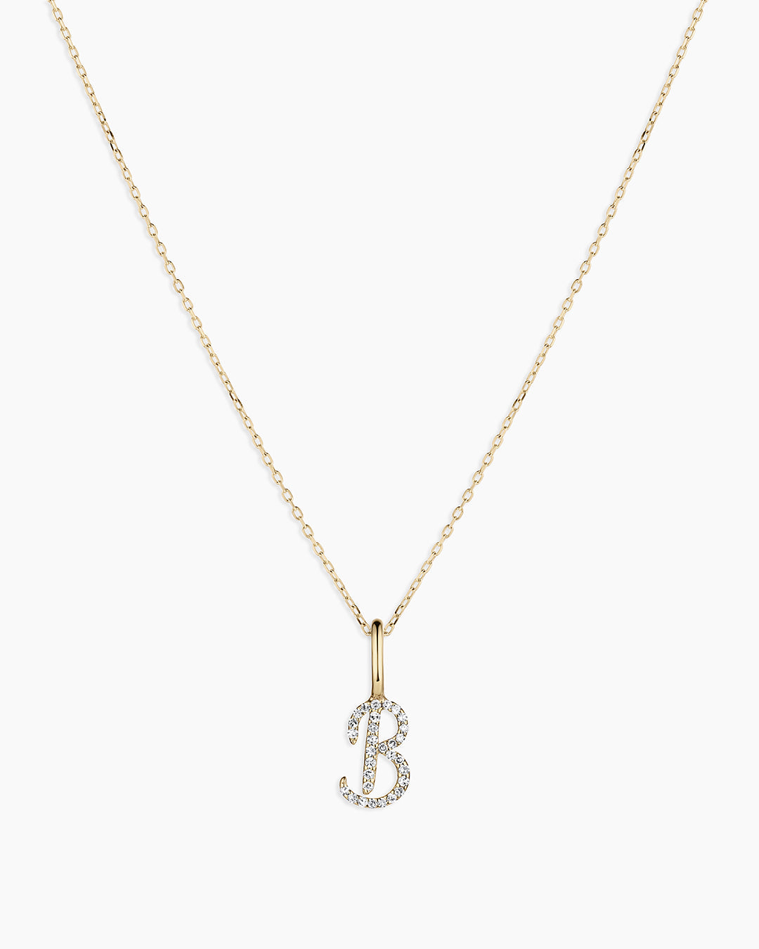 Diamond Script Alphabet Charm Necklace