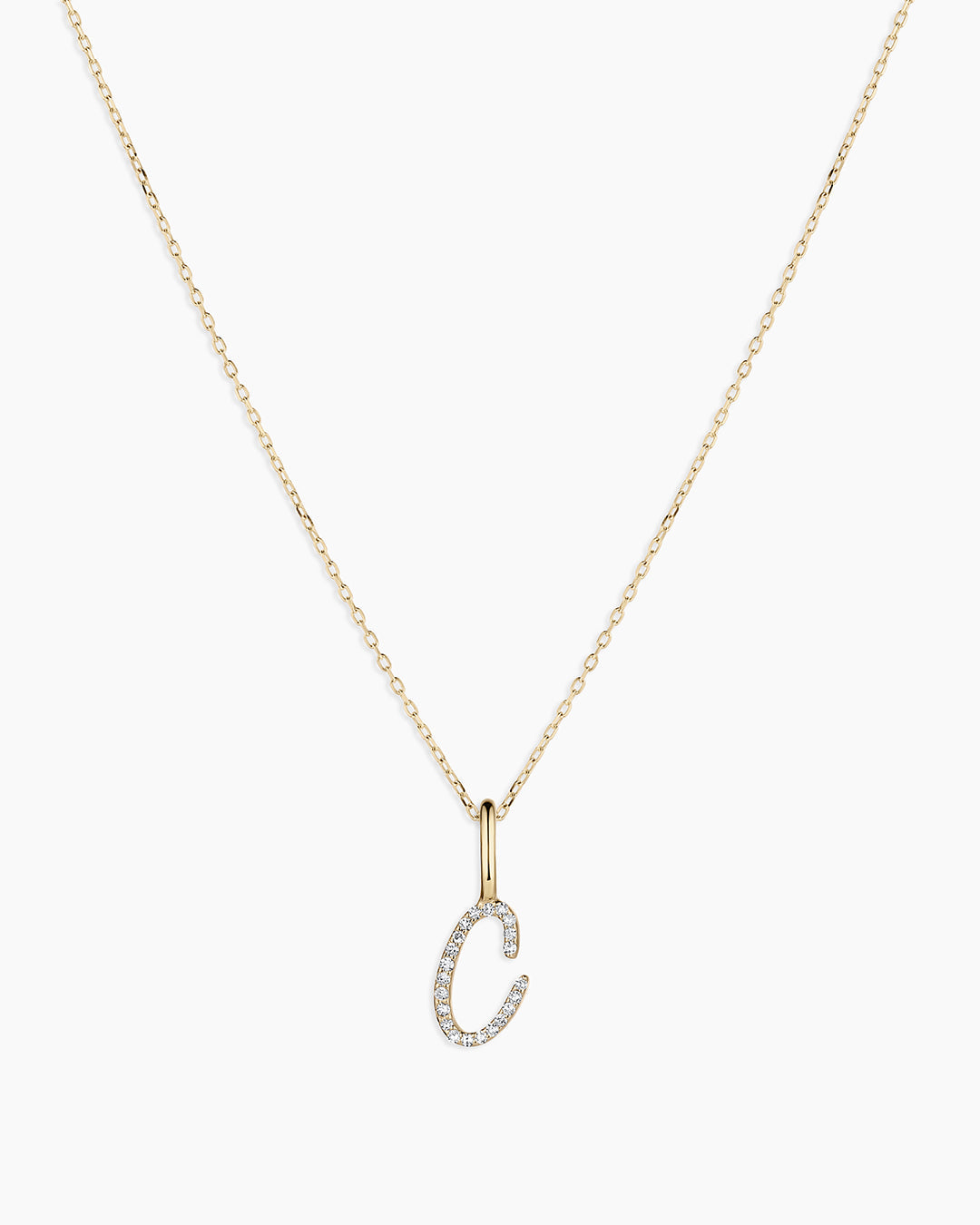 Diamond Script Alphabet Charm Necklace