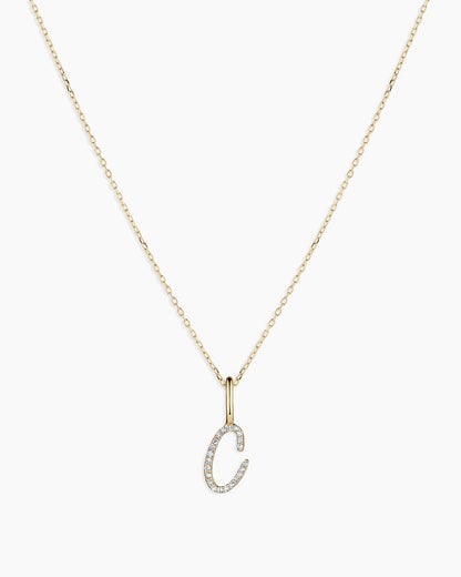 Diamond Script Alphabet Charm Necklace