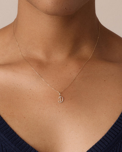 Diamond Script Alphabet Charm Necklace