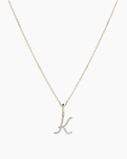 Diamond Script Alphabet Charm Necklace