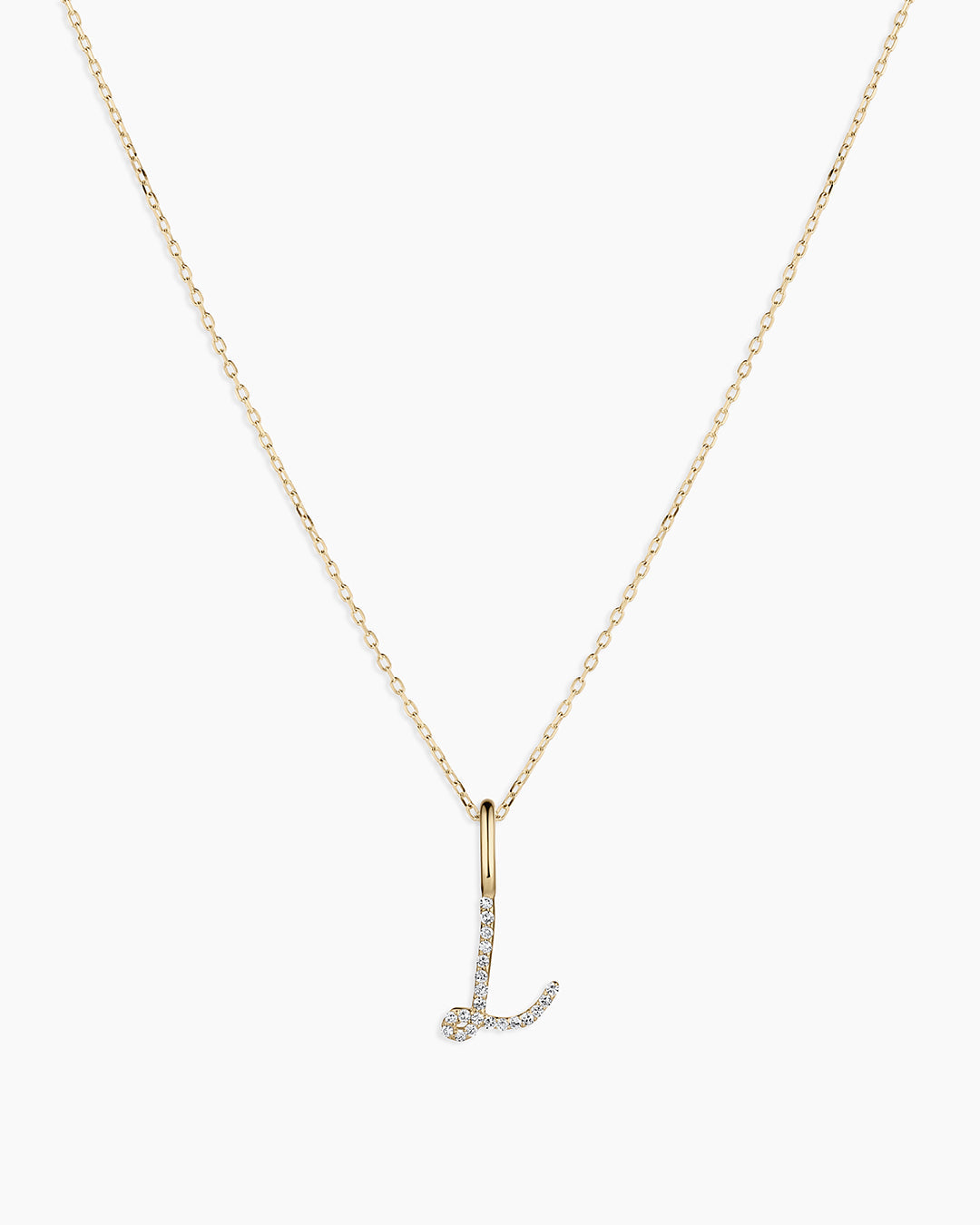 Diamond Script Alphabet Charm Necklace