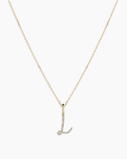 Diamond Script Alphabet Charm Necklace