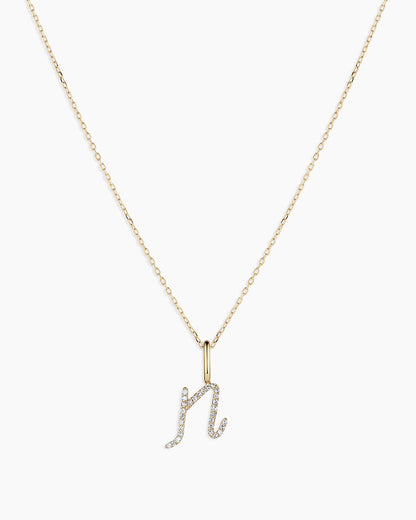 Diamond Script Alphabet Charm Necklace