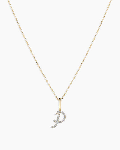 Diamond Script Alphabet Charm Necklace