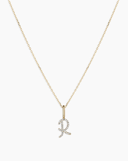 Diamond Script Alphabet Charm Necklace