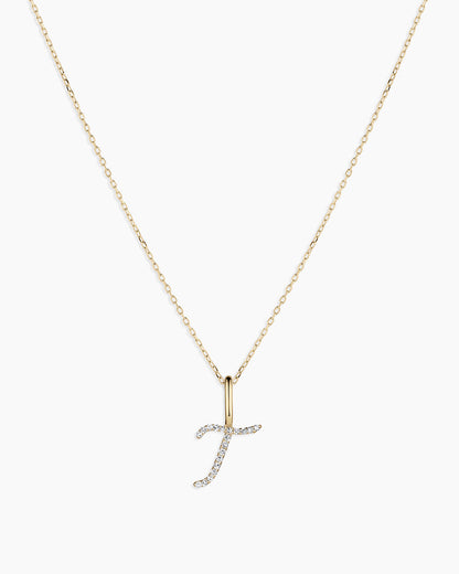 Diamond Script Alphabet Charm Necklace