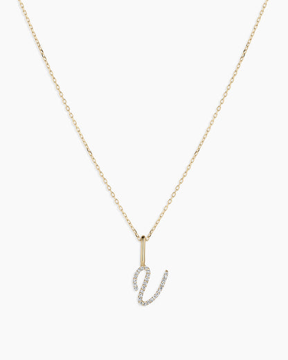 Diamond Script Alphabet Charm Necklace