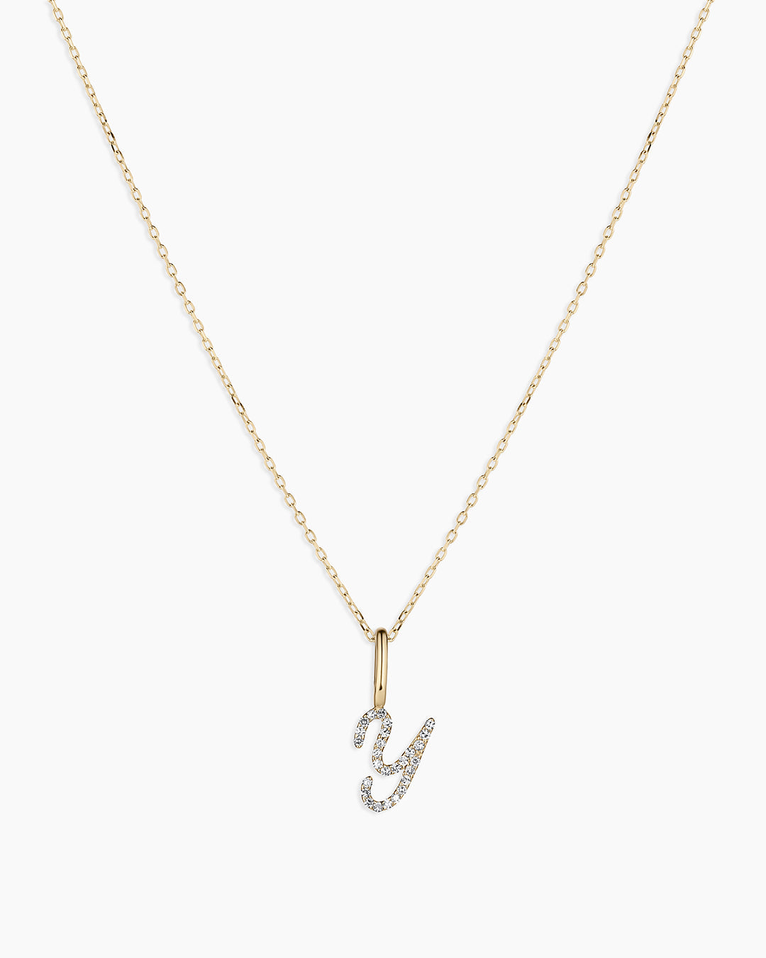 Diamond Script Alphabet Charm Necklace