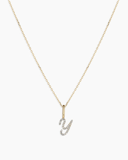 Diamond Script Alphabet Charm Necklace