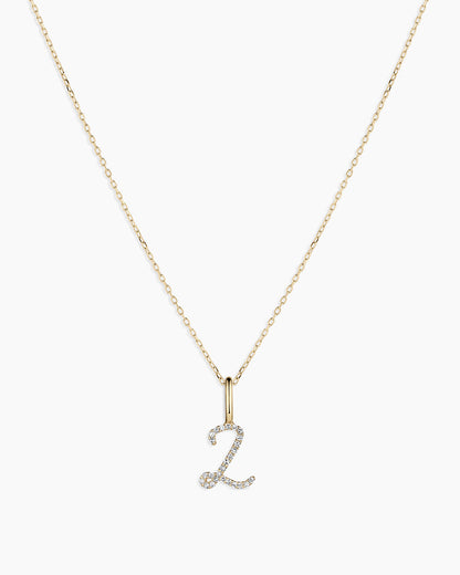 Diamond Script Alphabet Charm Necklace
