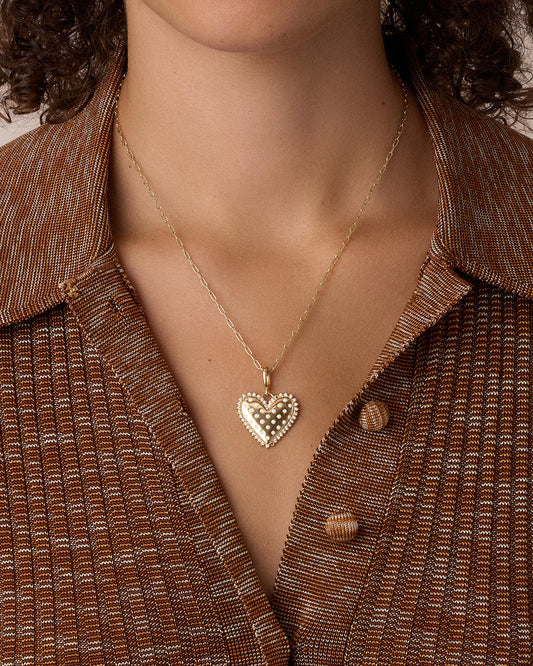 Vintage Heart Dot Parker Charm