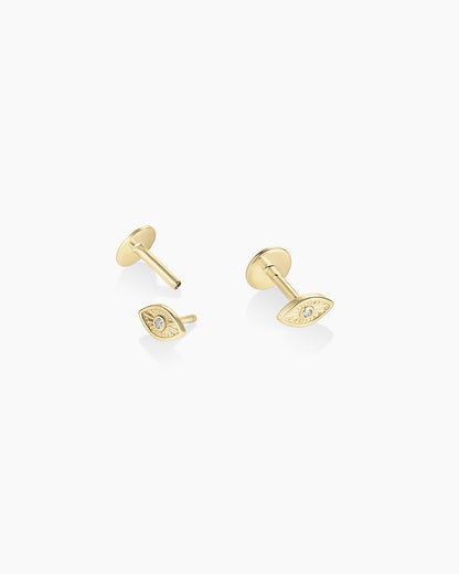 Diamond Evil Eye Flat Back Studs