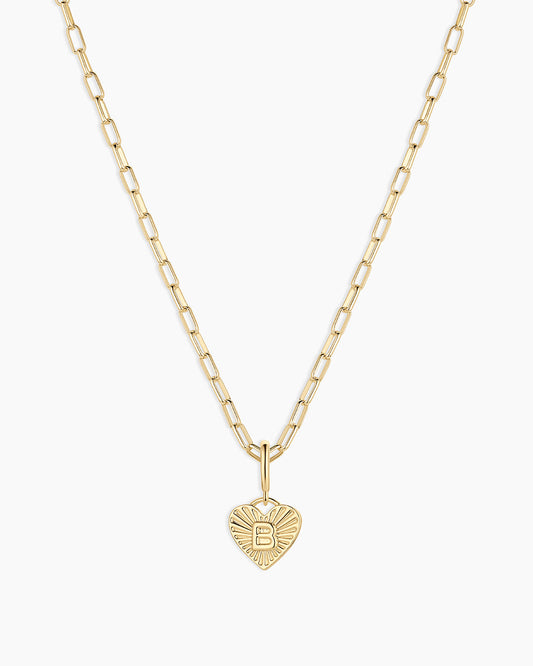 Vintage Heart Alphabet Charm Necklace