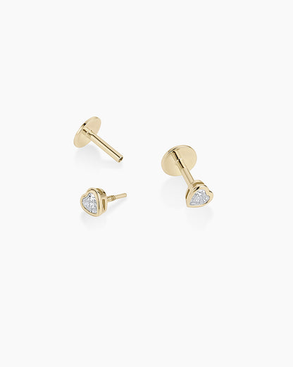 Lab Grown Diamond Heart Flat Back Studs