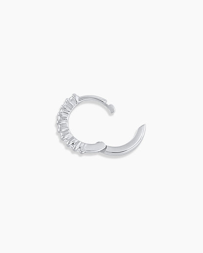 14k White Gold Diamond Pavé Single Huggie