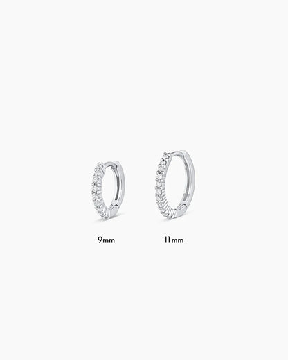 14k White Gold Diamond Pavé Single Huggie