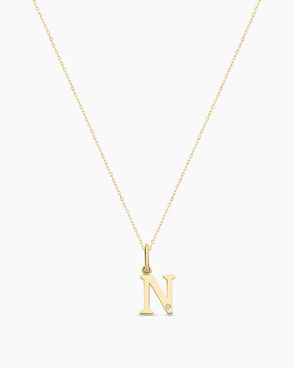 Diamond Vintage Alphabet Charm Necklace